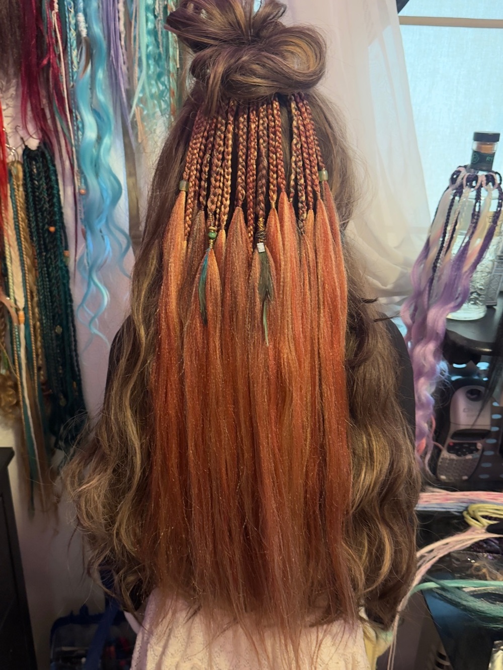 Hand-Braided Hair Extensions — Copper Orange Braided Accent